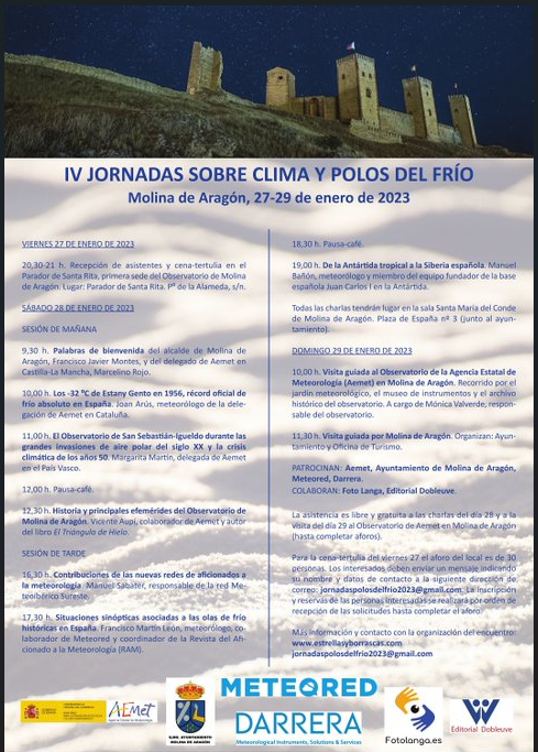 Lee más sobre el artículo Una cita que no conviene perderse, del 27 al 29 de enero, en Molina de Aragón, las IV Jornadas sobre Clima y Polos del Frío, en el aniversario de los -28 ºC de 1952